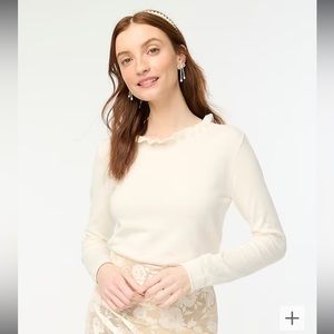 J Crew factory ruffle neck sweater. Ivory. L.